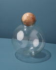 Γυάλινο Δοχείο Αποθήκευσης με Καπάκι από Mango Wood (Spherical)