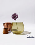 Stacking Δοχείο από Φυσητό Γυαλί, Μέταλλο & Ξύλο | Olive / Χάλκινο | 38 × 20 εκ.
